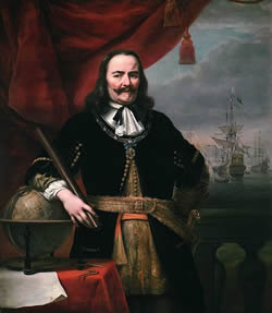Michiel de Ruyter door Ferdinand Bol in 1667. Hij draagt zijn Orde van de Heilige Michaël